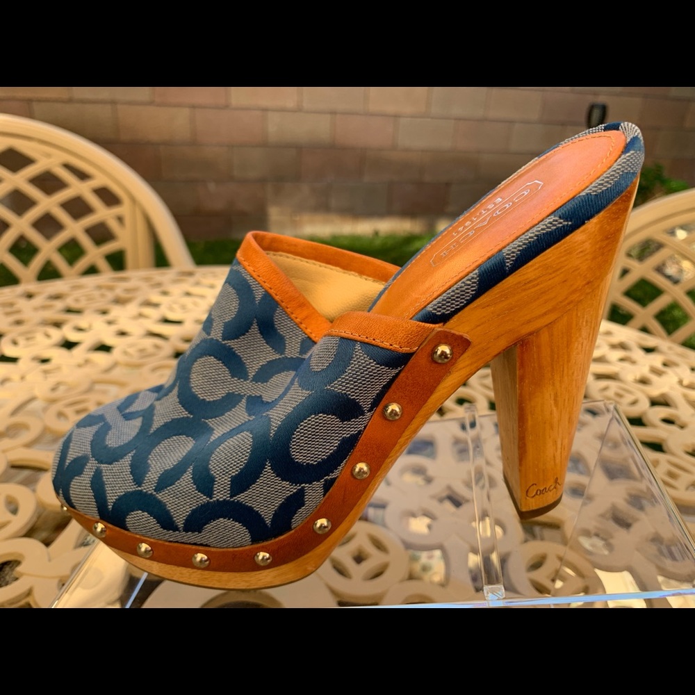 Vintage Denim Coach “BACALL” 4.5” w/1” Platform Mule Clogs!